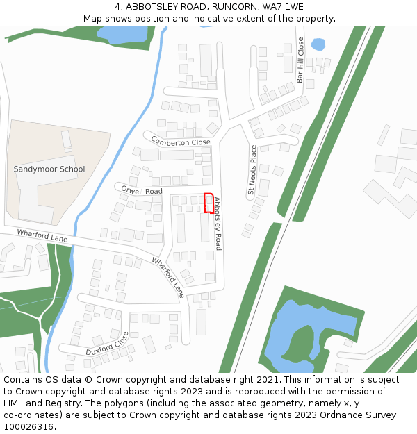 4, ABBOTSLEY ROAD, RUNCORN, WA7 1WE: Location map and indicative extent of plot