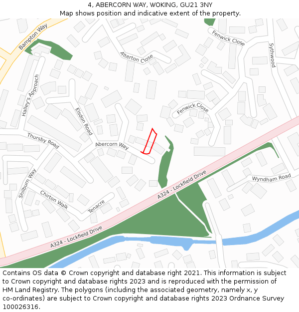 4, ABERCORN WAY, WOKING, GU21 3NY: Location map and indicative extent of plot