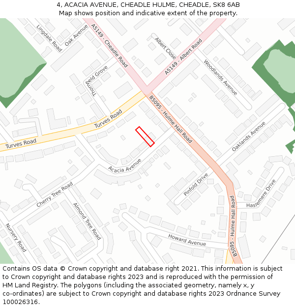 4, ACACIA AVENUE, CHEADLE HULME, CHEADLE, SK8 6AB: Location map and indicative extent of plot