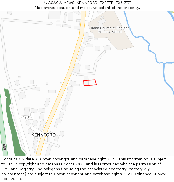 4, ACACIA MEWS, KENNFORD, EXETER, EX6 7TZ: Location map and indicative extent of plot