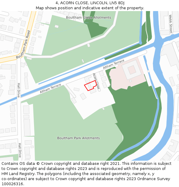 4, ACORN CLOSE, LINCOLN, LN5 8DJ: Location map and indicative extent of plot