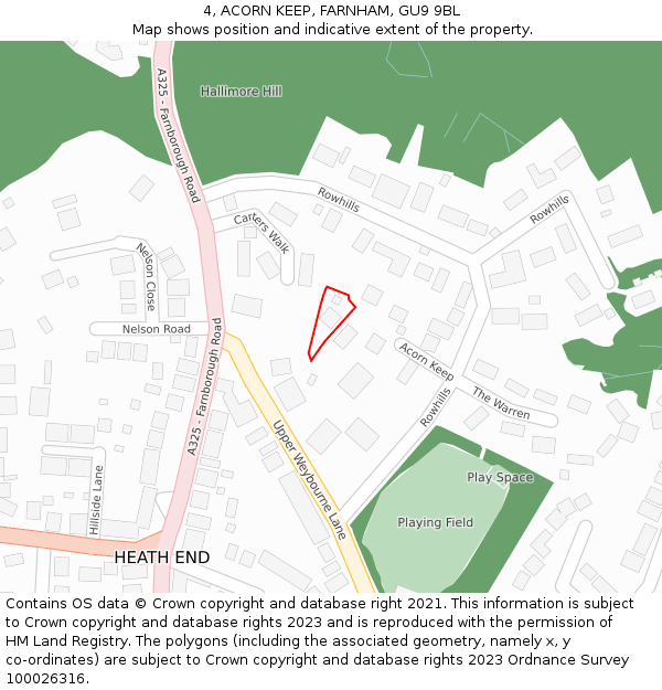 4, ACORN KEEP, FARNHAM, GU9 9BL: Location map and indicative extent of plot