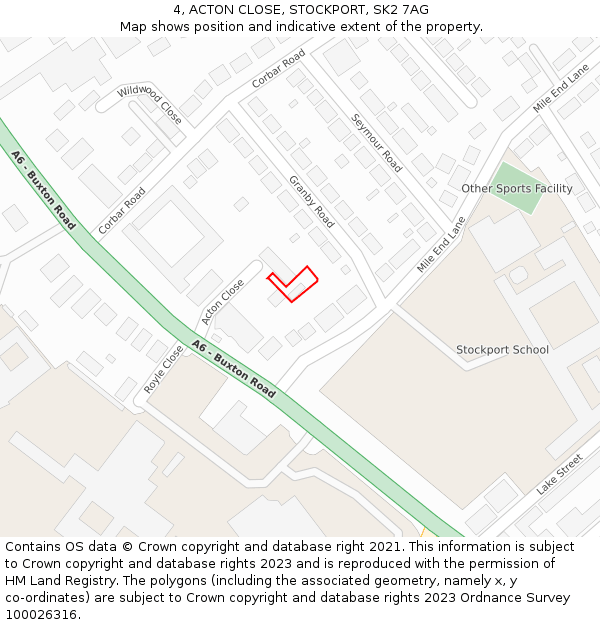 4, ACTON CLOSE, STOCKPORT, SK2 7AG: Location map and indicative extent of plot