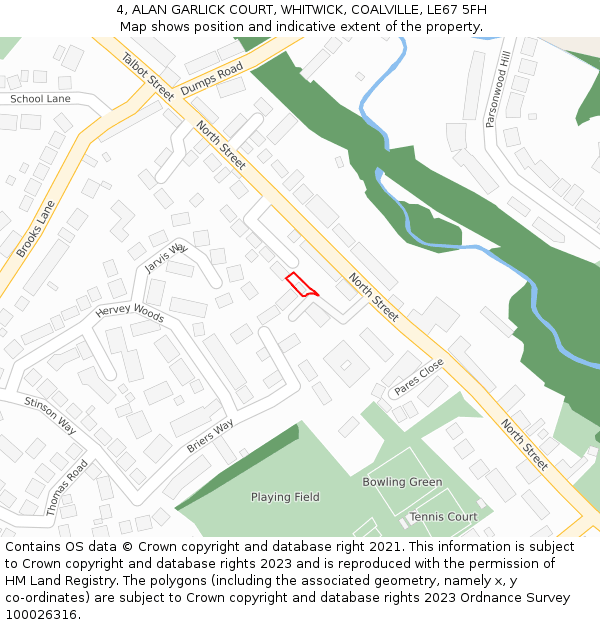 4, ALAN GARLICK COURT, WHITWICK, COALVILLE, LE67 5FH: Location map and indicative extent of plot