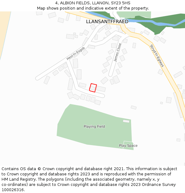 4, ALBION FIELDS, LLANON, SY23 5HS: Location map and indicative extent of plot