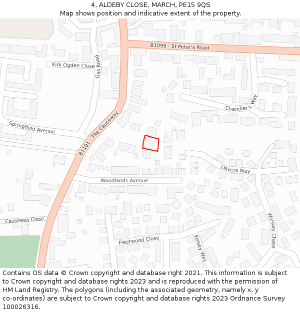 4, ALDEBY CLOSE, MARCH, PE15 9QS: Location map and indicative extent of plot