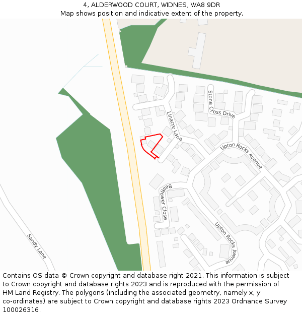 4, ALDERWOOD COURT, WIDNES, WA8 9DR: Location map and indicative extent of plot