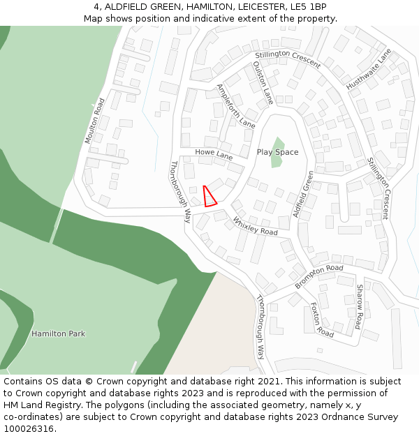 4, ALDFIELD GREEN, HAMILTON, LEICESTER, LE5 1BP: Location map and indicative extent of plot