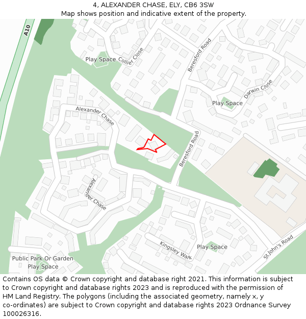 4, ALEXANDER CHASE, ELY, CB6 3SW: Location map and indicative extent of plot