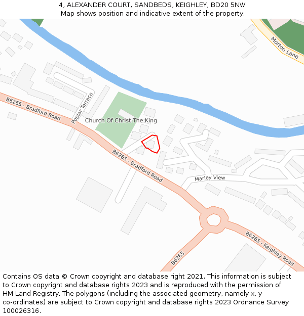 4, ALEXANDER COURT, SANDBEDS, KEIGHLEY, BD20 5NW: Location map and indicative extent of plot