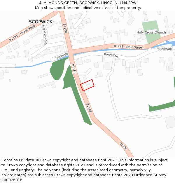 4, ALMONDS GREEN, SCOPWICK, LINCOLN, LN4 3PW: Location map and indicative extent of plot