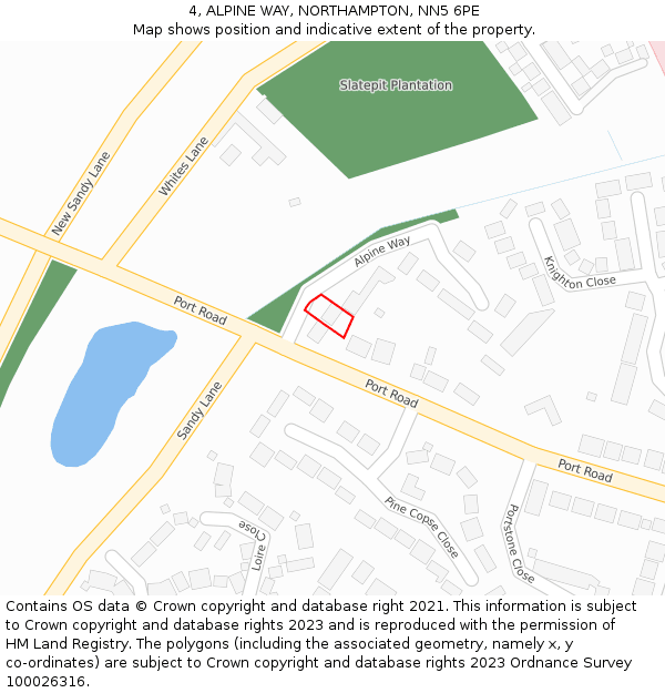 4, ALPINE WAY, NORTHAMPTON, NN5 6PE: Location map and indicative extent of plot