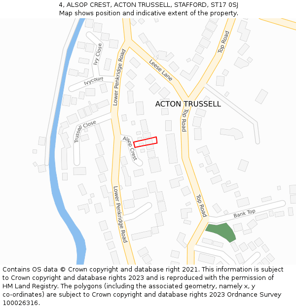 4, ALSOP CREST, ACTON TRUSSELL, STAFFORD, ST17 0SJ: Location map and indicative extent of plot