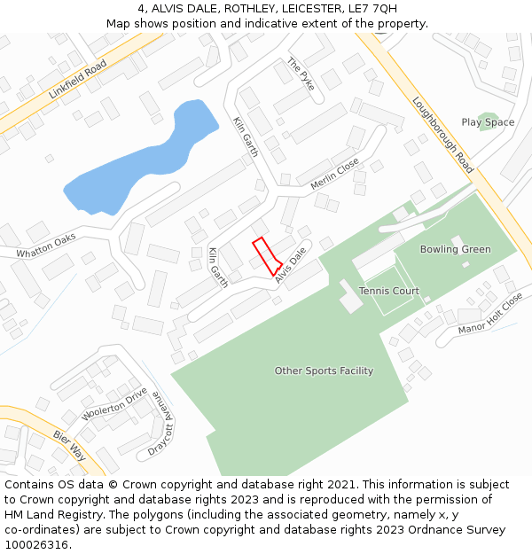 4, ALVIS DALE, ROTHLEY, LEICESTER, LE7 7QH: Location map and indicative extent of plot