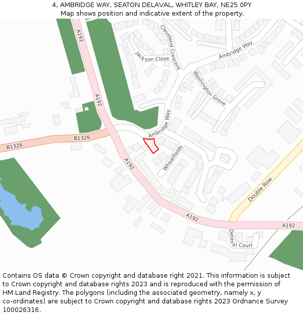 4, AMBRIDGE WAY, SEATON DELAVAL, WHITLEY BAY, NE25 0PY: Location map and indicative extent of plot