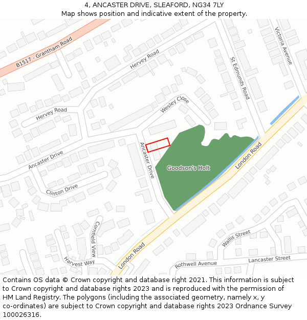 4, ANCASTER DRIVE, SLEAFORD, NG34 7LY: Location map and indicative extent of plot