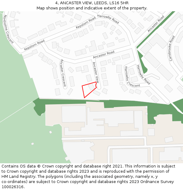 4, ANCASTER VIEW, LEEDS, LS16 5HR: Location map and indicative extent of plot