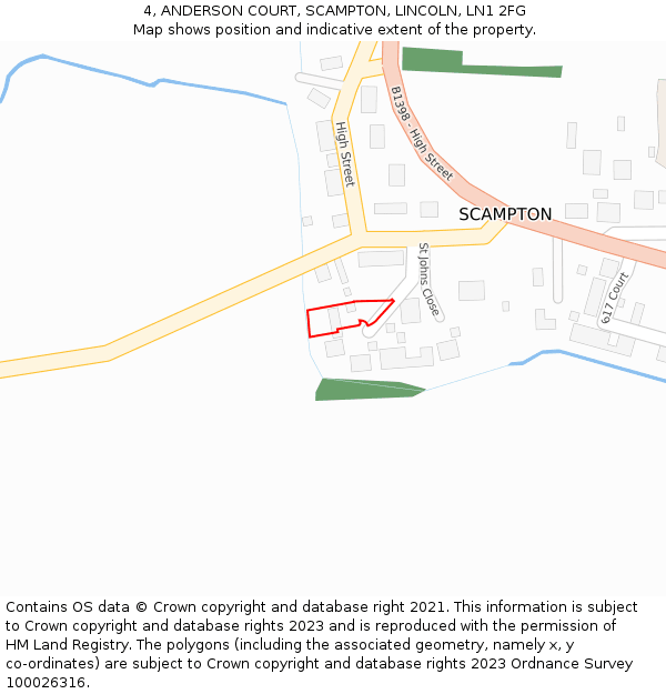 4, ANDERSON COURT, SCAMPTON, LINCOLN, LN1 2FG: Location map and indicative extent of plot