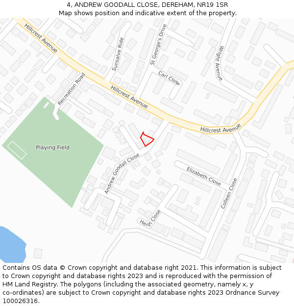 4, ANDREW GOODALL CLOSE, DEREHAM, NR19 1SR: Location map and indicative extent of plot