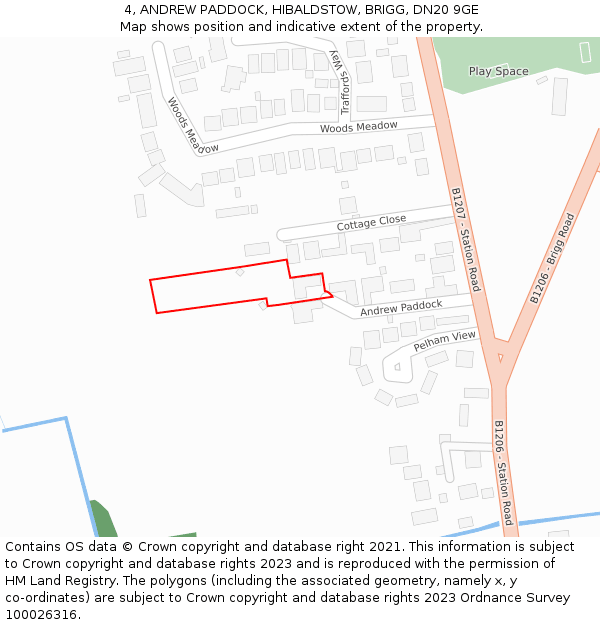 4, ANDREW PADDOCK, HIBALDSTOW, BRIGG, DN20 9GE: Location map and indicative extent of plot