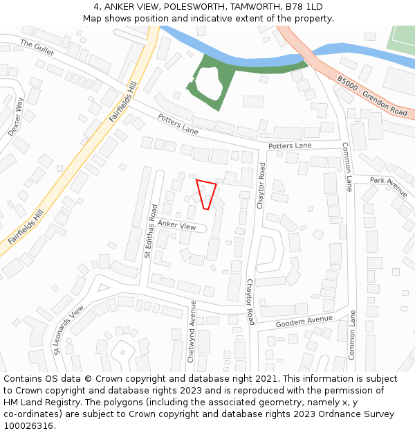 4, ANKER VIEW, POLESWORTH, TAMWORTH, B78 1LD: Location map and indicative extent of plot
