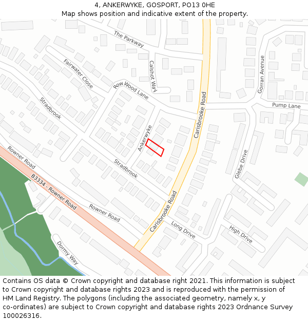 4, ANKERWYKE, GOSPORT, PO13 0HE: Location map and indicative extent of plot