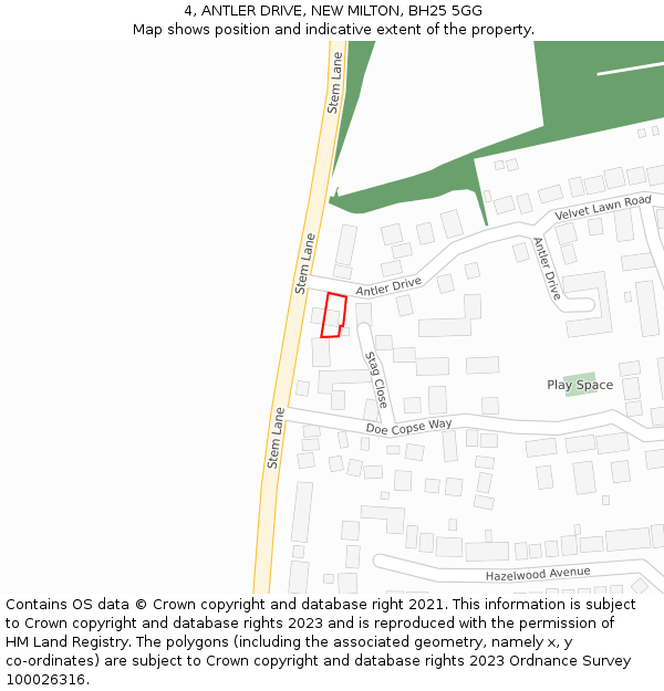 4, ANTLER DRIVE, NEW MILTON, BH25 5GG: Location map and indicative extent of plot