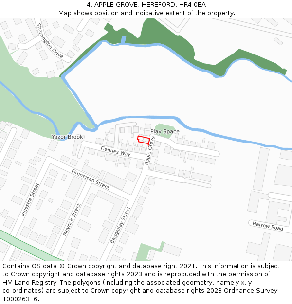 4, APPLE GROVE, HEREFORD, HR4 0EA: Location map and indicative extent of plot