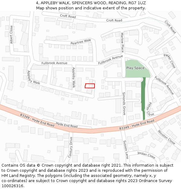 4, APPLEBY WALK, SPENCERS WOOD, READING, RG7 1UZ: Location map and indicative extent of plot