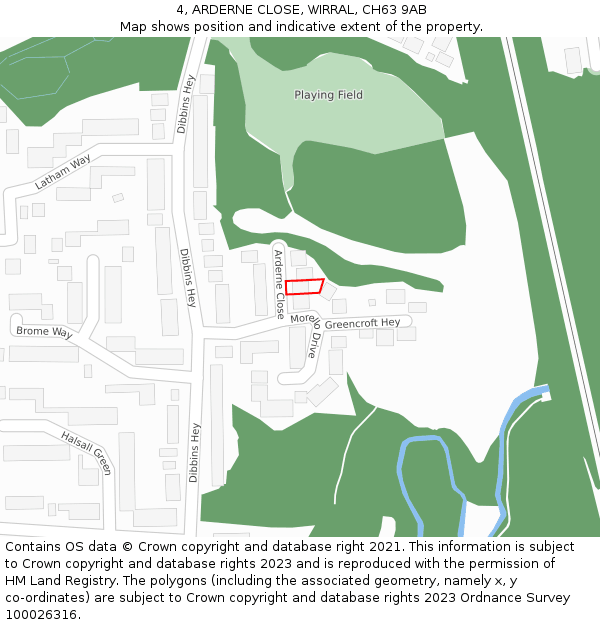 4, ARDERNE CLOSE, WIRRAL, CH63 9AB: Location map and indicative extent of plot