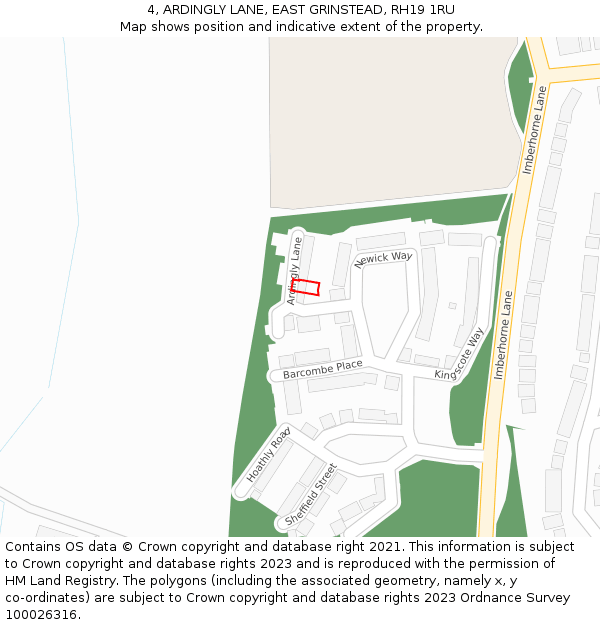 4, ARDINGLY LANE, EAST GRINSTEAD, RH19 1RU: Location map and indicative extent of plot