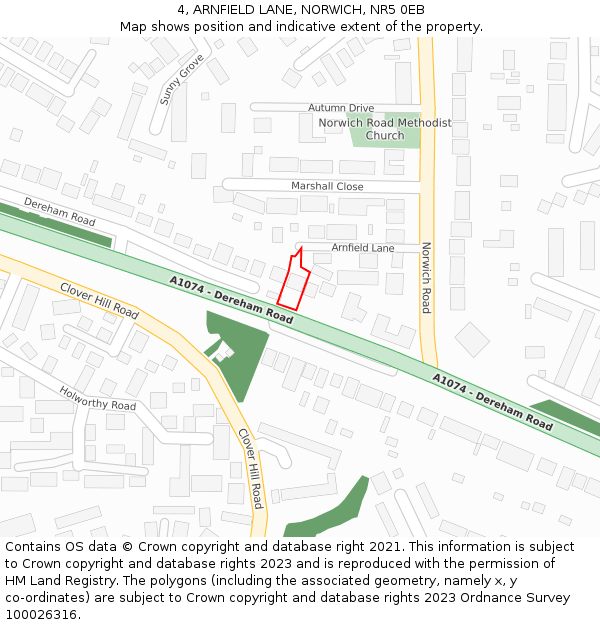 4, ARNFIELD LANE, NORWICH, NR5 0EB: Location map and indicative extent of plot