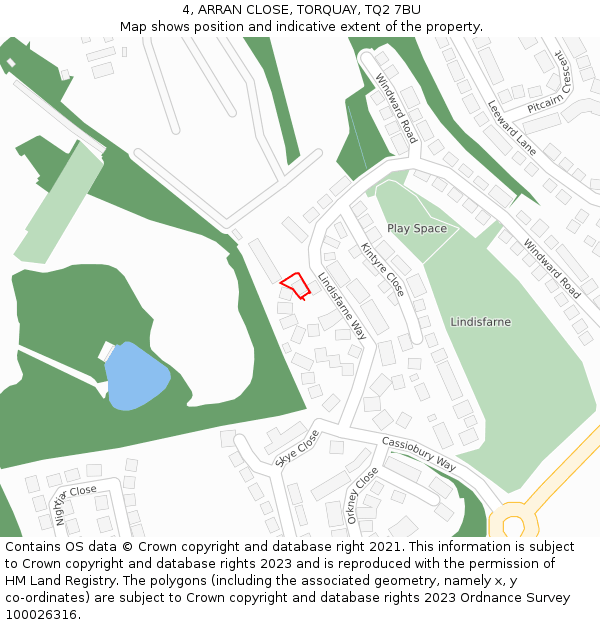 4, ARRAN CLOSE, TORQUAY, TQ2 7BU: Location map and indicative extent of plot