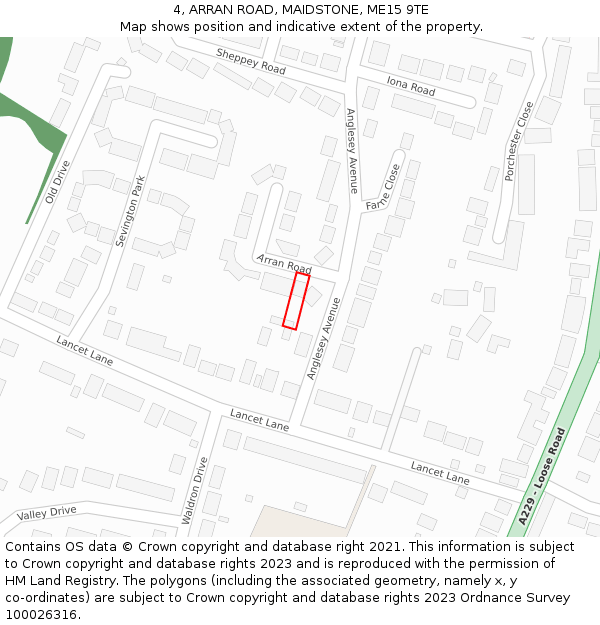 4, ARRAN ROAD, MAIDSTONE, ME15 9TE: Location map and indicative extent of plot