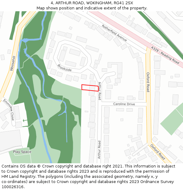 4, ARTHUR ROAD, WOKINGHAM, RG41 2SX: Location map and indicative extent of plot