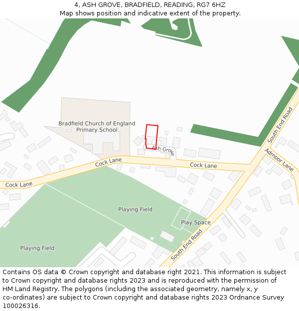 4, ASH GROVE, BRADFIELD, READING, RG7 6HZ: Location map and indicative extent of plot