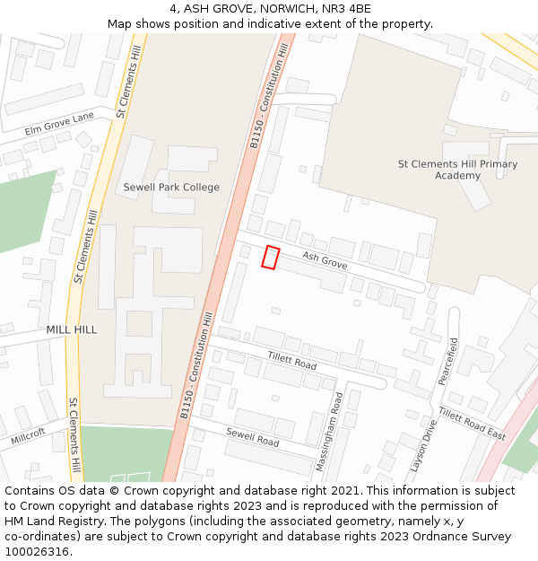 4, ASH GROVE, NORWICH, NR3 4BE: Location map and indicative extent of plot