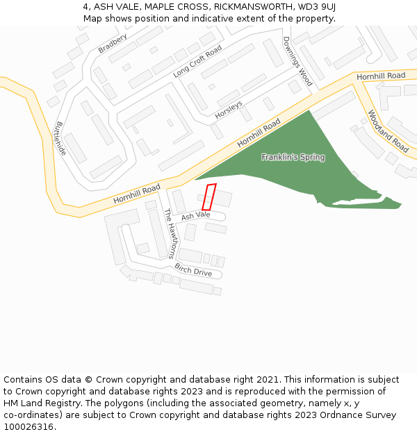 4, ASH VALE, MAPLE CROSS, RICKMANSWORTH, WD3 9UJ: Location map and indicative extent of plot