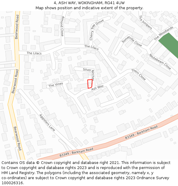 4, ASH WAY, WOKINGHAM, RG41 4UW: Location map and indicative extent of plot