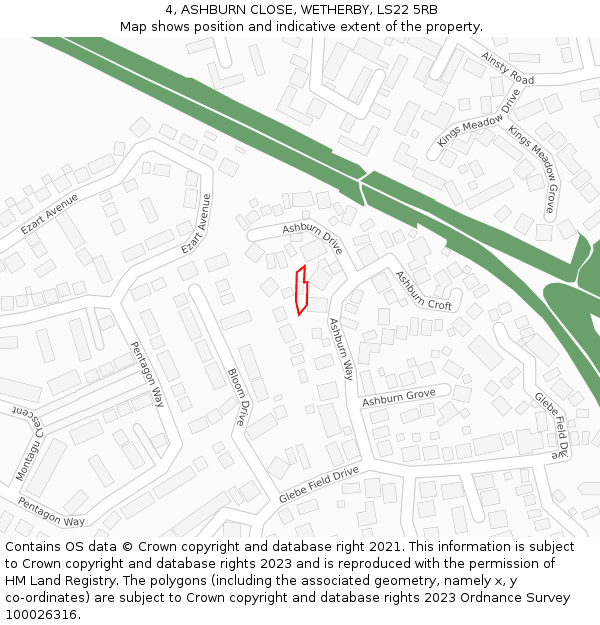 4, ASHBURN CLOSE, WETHERBY, LS22 5RB: Location map and indicative extent of plot