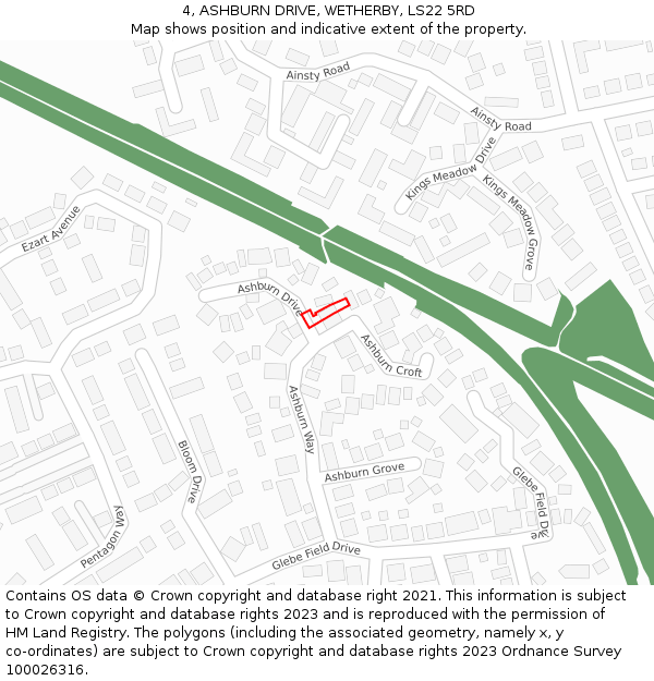 4, ASHBURN DRIVE, WETHERBY, LS22 5RD: Location map and indicative extent of plot