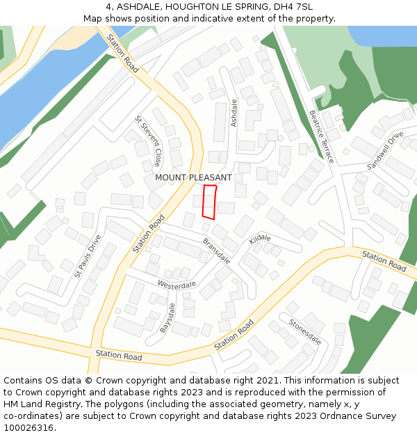 4, ASHDALE, HOUGHTON LE SPRING, DH4 7SL: Location map and indicative extent of plot