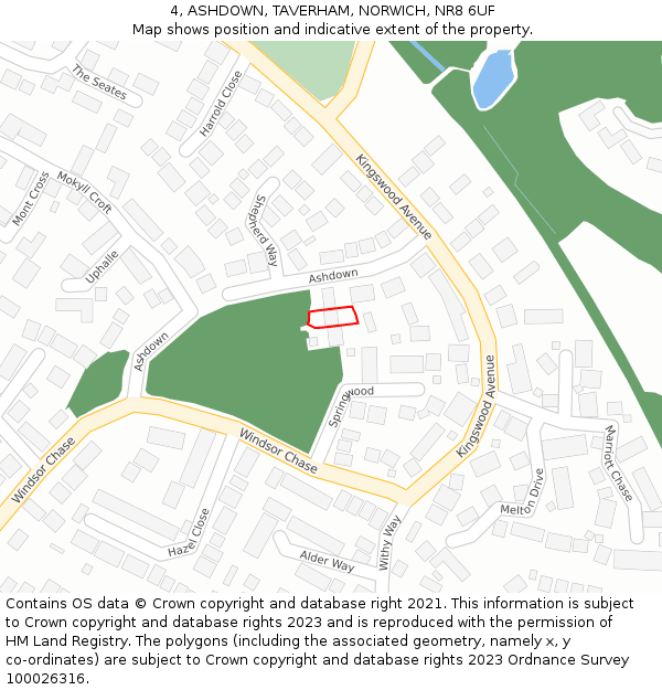 4, ASHDOWN, TAVERHAM, NORWICH, NR8 6UF: Location map and indicative extent of plot