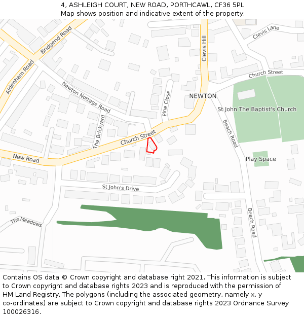 4, ASHLEIGH COURT, NEW ROAD, PORTHCAWL, CF36 5PL: Location map and indicative extent of plot