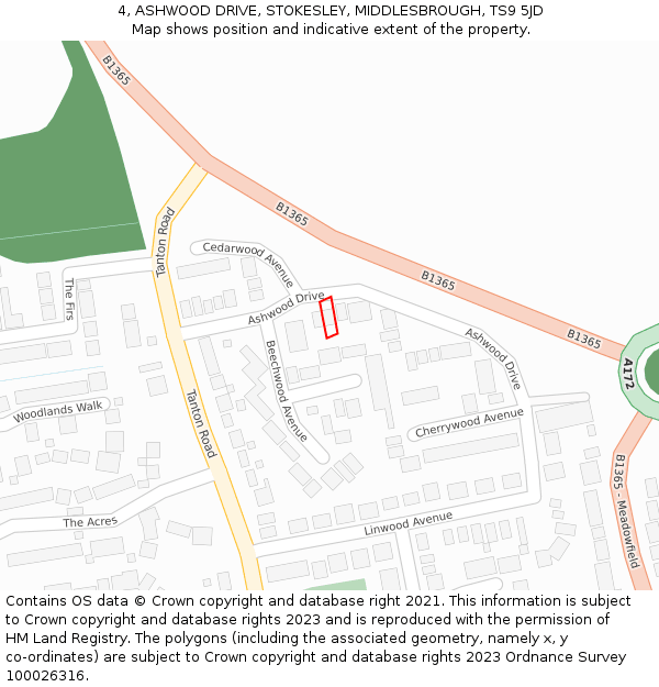 4, ASHWOOD DRIVE, STOKESLEY, MIDDLESBROUGH, TS9 5JD: Location map and indicative extent of plot