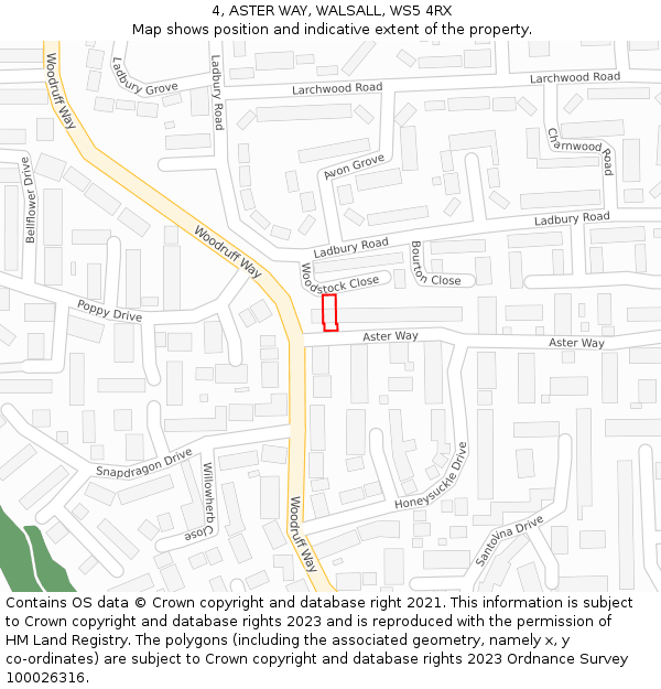 4, ASTER WAY, WALSALL, WS5 4RX: Location map and indicative extent of plot