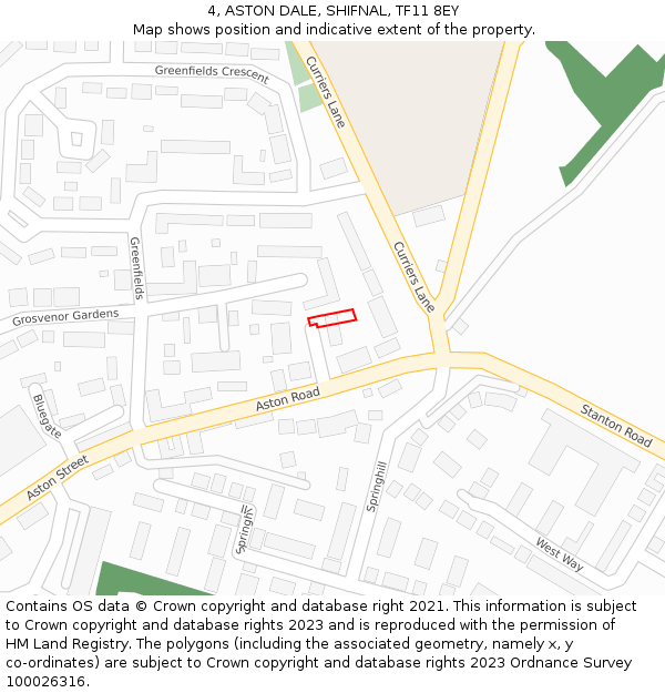 4, ASTON DALE, SHIFNAL, TF11 8EY: Location map and indicative extent of plot