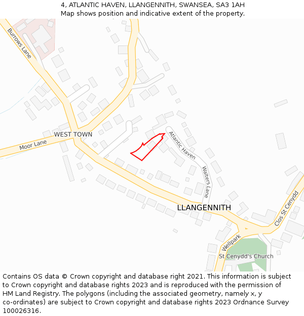 4, ATLANTIC HAVEN, LLANGENNITH, SWANSEA, SA3 1AH: Location map and indicative extent of plot