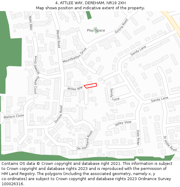 4, ATTLEE WAY, DEREHAM, NR19 2XH: Location map and indicative extent of plot