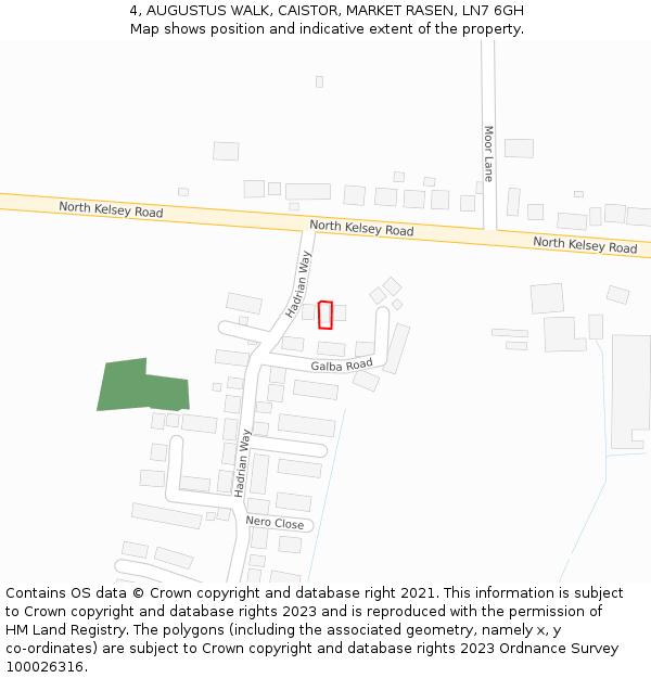 4, AUGUSTUS WALK, CAISTOR, MARKET RASEN, LN7 6GH: Location map and indicative extent of plot